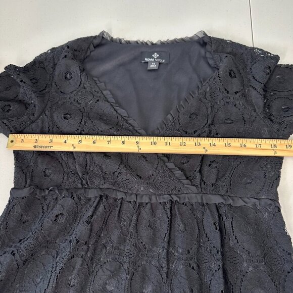 Ronni Nicole Babydoll Mini Dress Size 14 Black Lace Whimsigoth Fairy - Picture 5 of 11